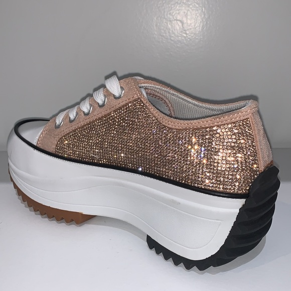 ROSE GOLD RHINESTONE LOW TOP SNEAKERS - Picture 7 of 7
